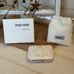 Miu Miu Quilted Cream Compact Mirror